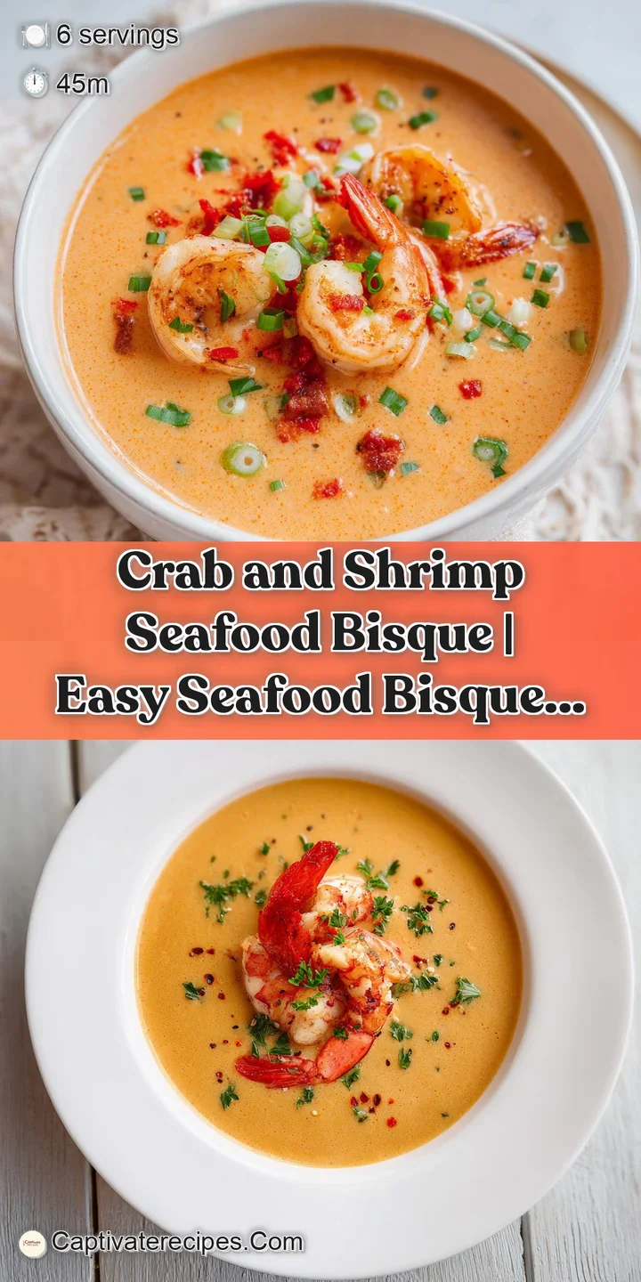 Close-up of a silky, coral-hued bisque, revealing tender seafood and a hint of steam.