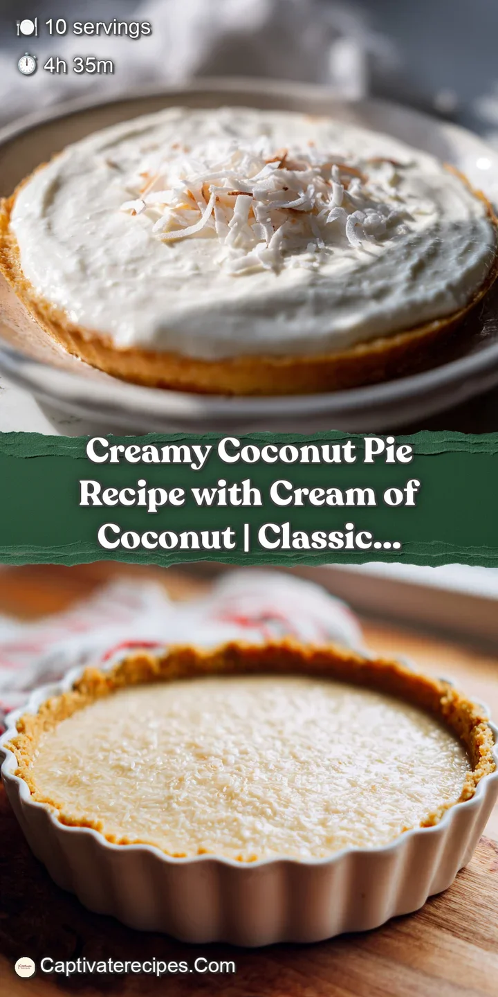 Close-up of smooth, creamy white coconut pie filling with fluffy, golden-brown meringue peaks.