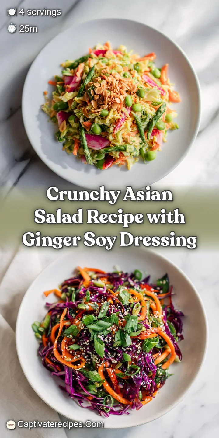 Close-up of a fresh Asian salad. Crisp greens glisten with dressing. Noodles & seeds promise satisfying crunch in every bite.