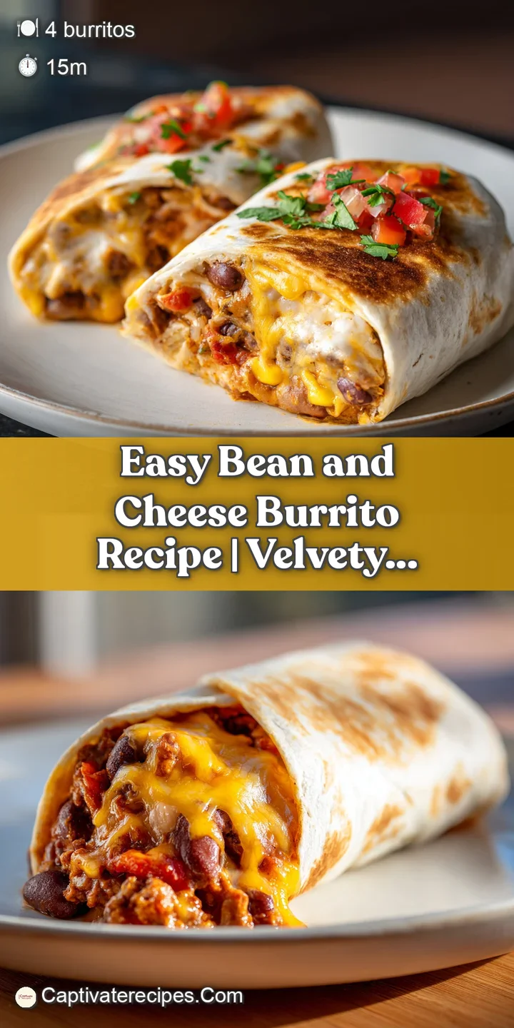 Close-up shot of a warm bean and cheese burrito revealing a molten interior of creamy cheese swirled with soft, brown beans.