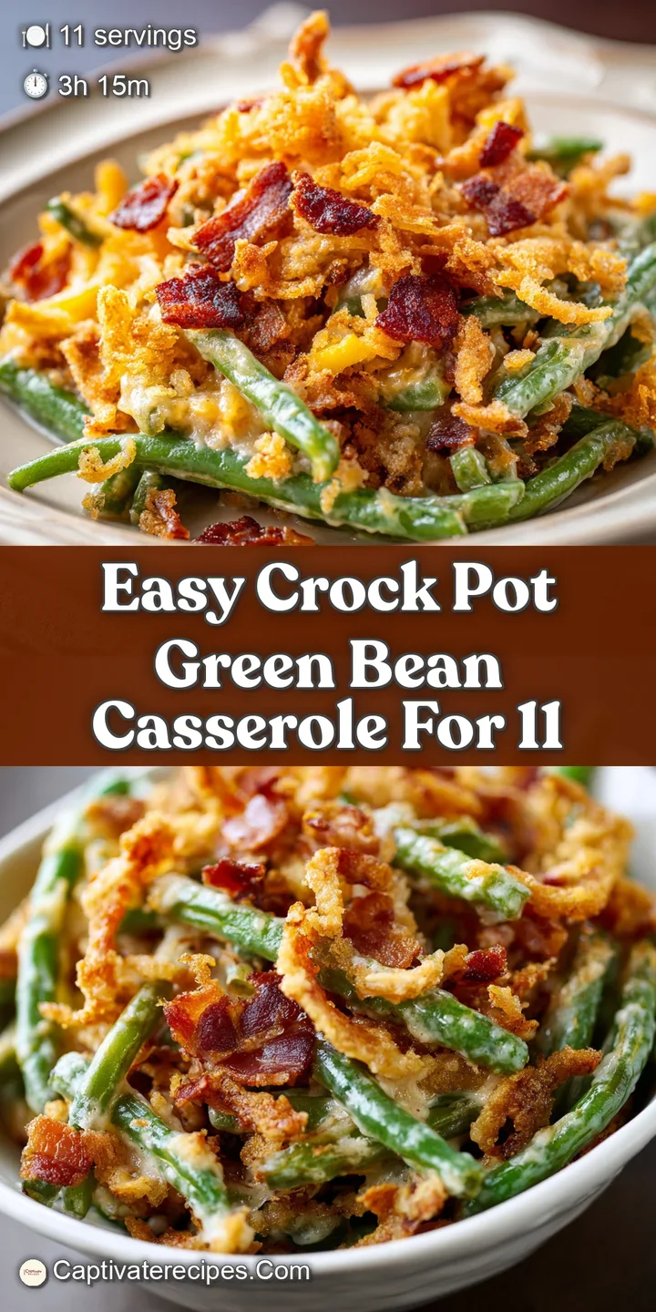 Close-up of a steaming green bean casserole, highlighting the creamy sauce and crispy fried onion topping, oozing comforti...