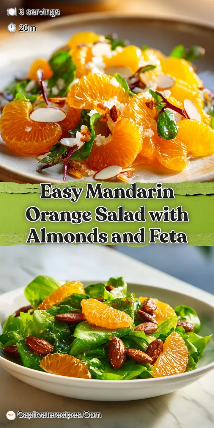 Close-up captures the glistening mandarin oranges and crisp lettuce leaves of the salad. A light dressing enhances the vib...