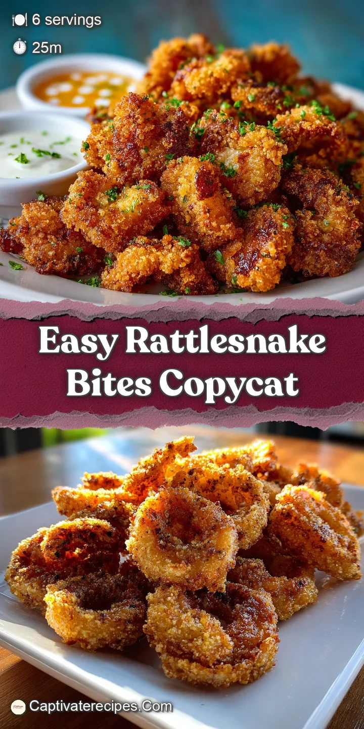 Close-up of crispy, golden-brown 'Rattlesnake Bites' showing flaky texture and creamy dipping sauce.