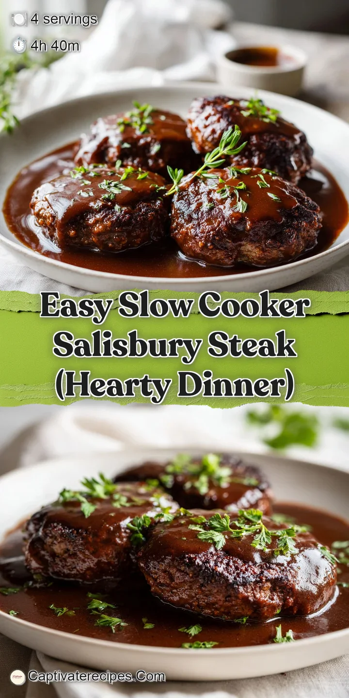 Close-up of glistening brown gravy over a tender meat patty, showcasing the rich texture and earthy mushroom pieces.