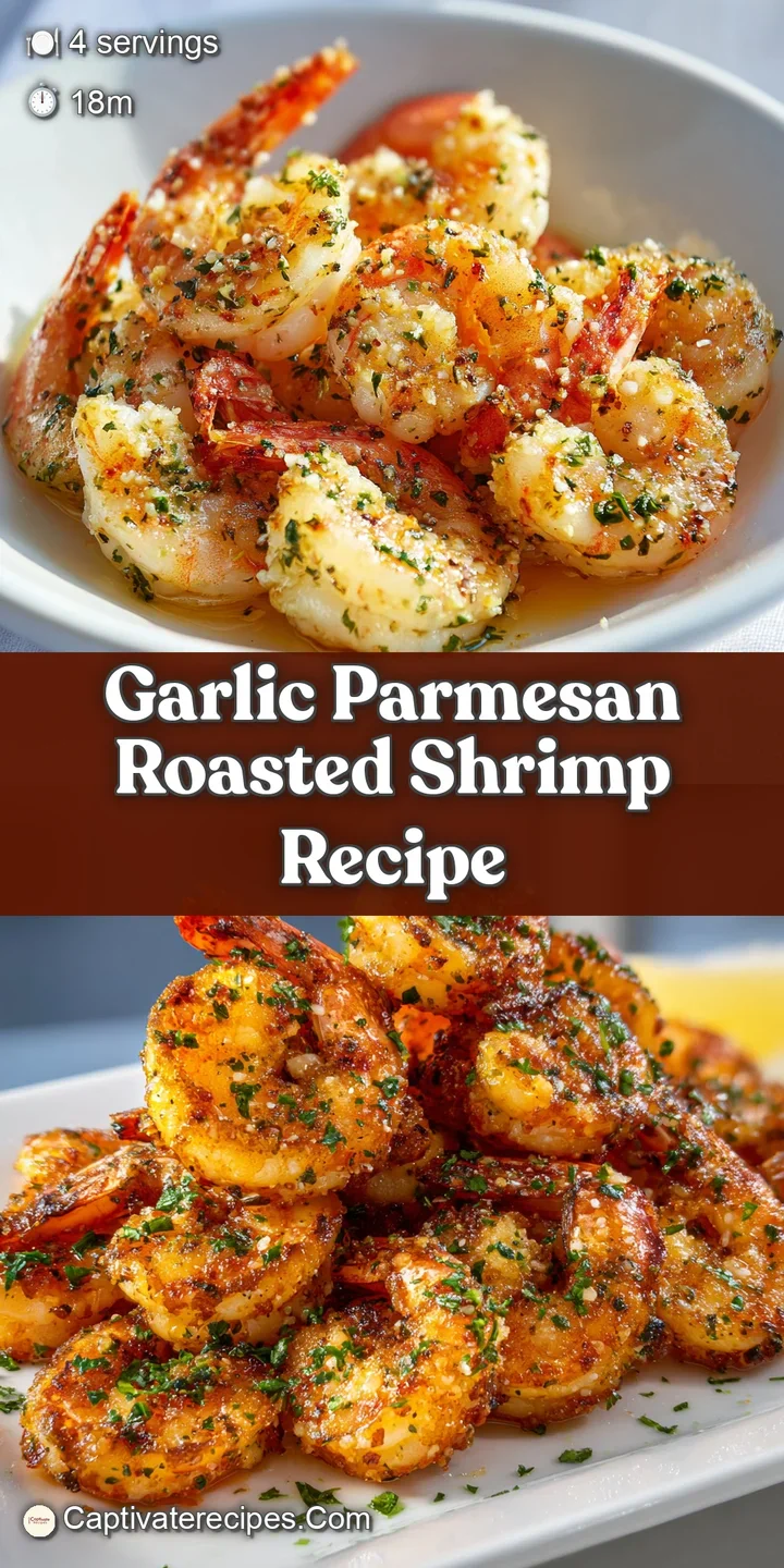 Close-up of succulent, roasted shrimp coated in golden parmesan, highlighting the crisp edges and juicy texture. Delicious...