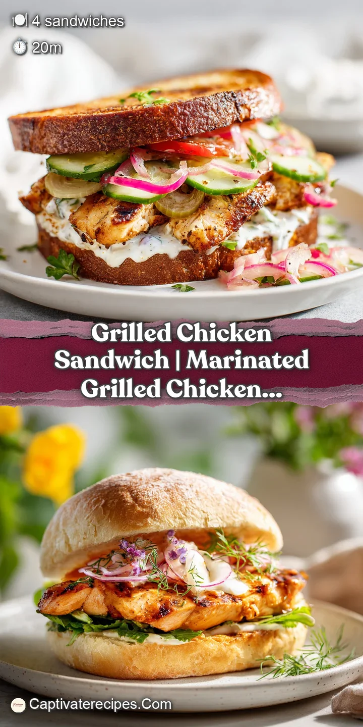 Close-up of a tender, char-marked grilled chicken breast, glistening with juices, between soft, lightly toasted buns.