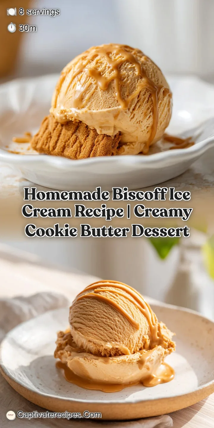 Close-up of a luscious Biscoff ice cream, its soft texture and light brown color inviting a cool, sweet taste.