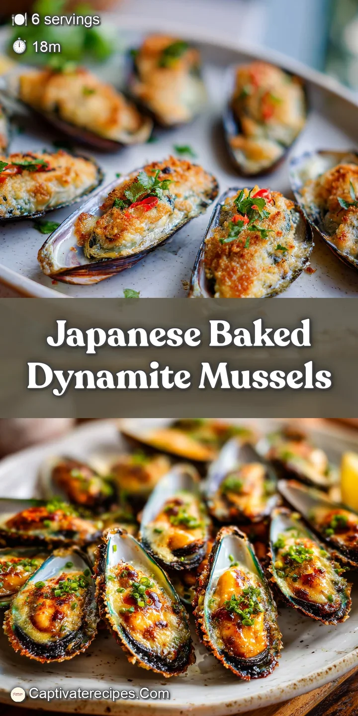 Close-up of a glistening, bubbling baked mussel; golden-brown crust, creamy sauce, and vibrant green scallions entice the ...