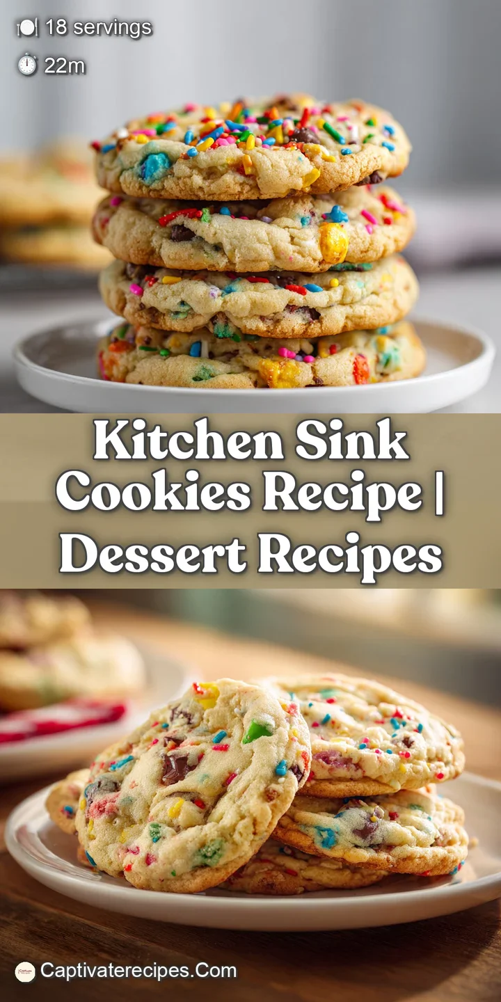 Close-up of a chunky cookie revealing melted chocolate, pretzel pieces, and vibrant sprinkles. A tempting bite of sweet an...