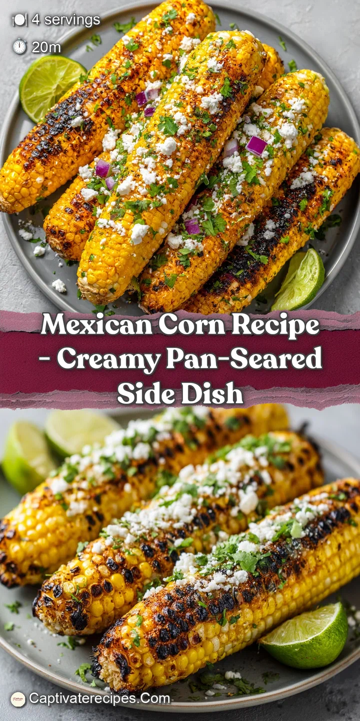 Close-up of plump, slightly charred corn kernels coated in a rich, creamy sauce with flecks of spice and herbs.