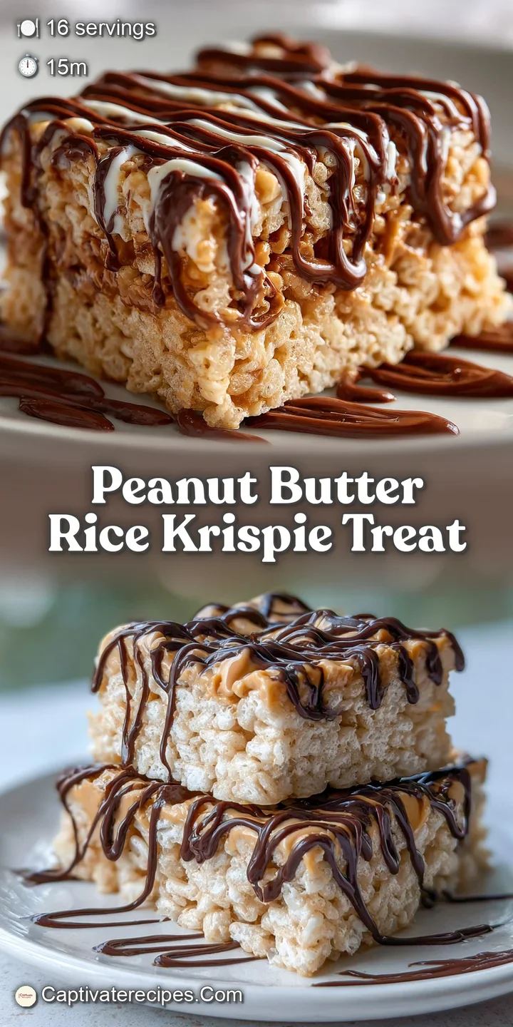 Close-up captures a glossy, chocolate-covered rice krispie treat. Crunchy, chewy texture with an irresistible peanut butte...