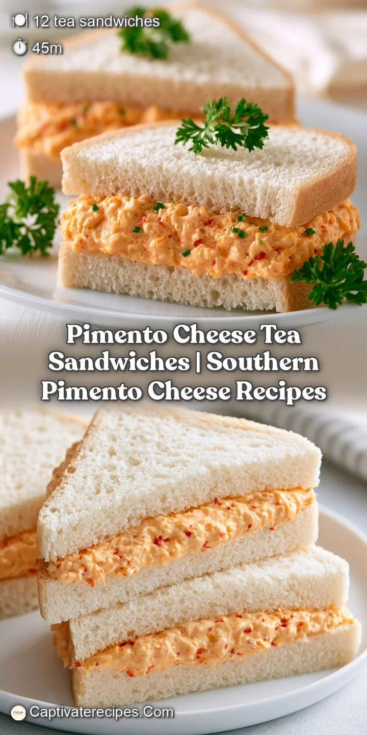 Extreme close-up of a smooth, vivid orange cheese spread with small red pepper bits between slices of white bread.