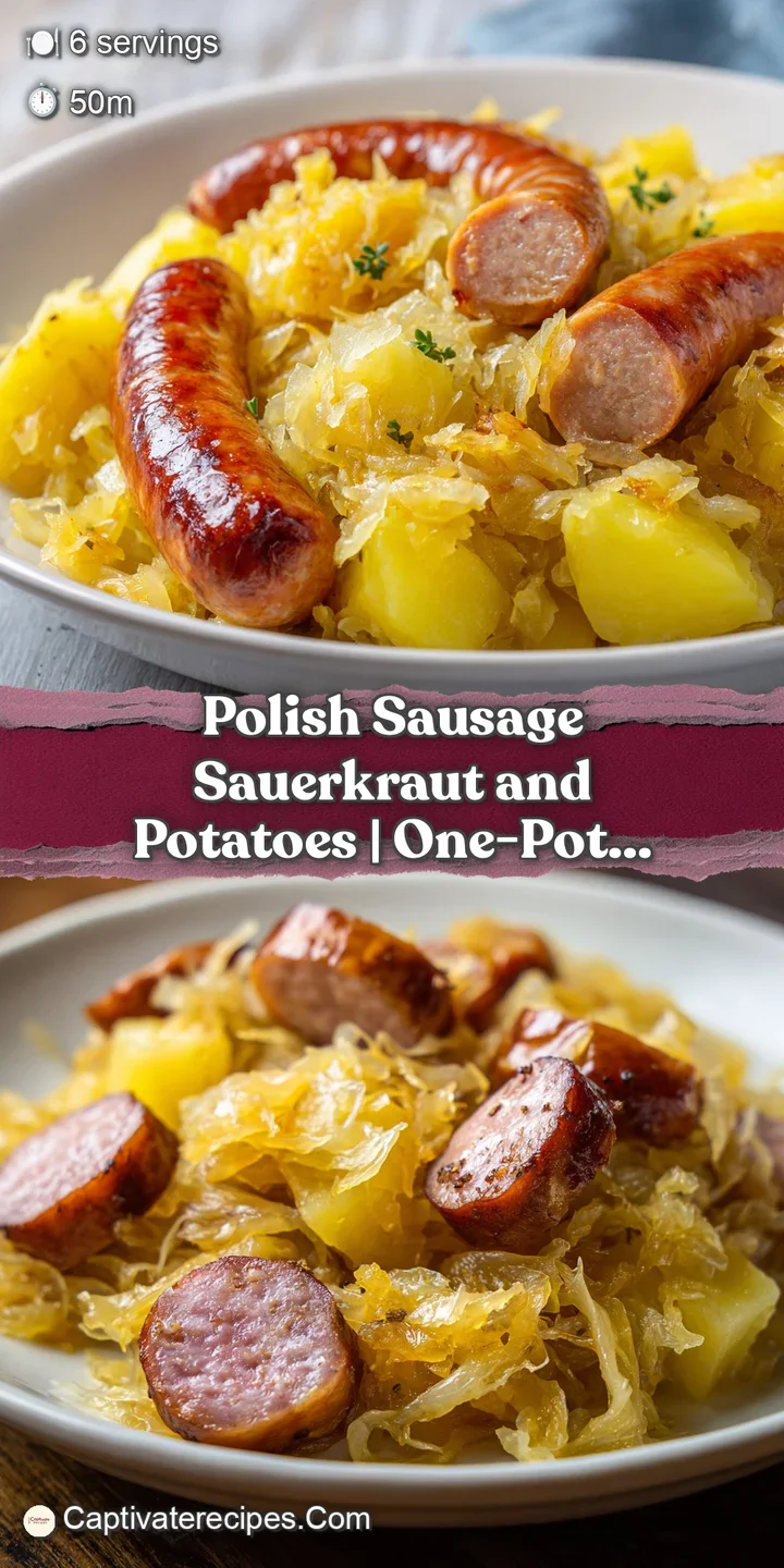 Close-up of glistening, tender sausage slices with fluffy potatoes and vibrant sauerkraut steam.