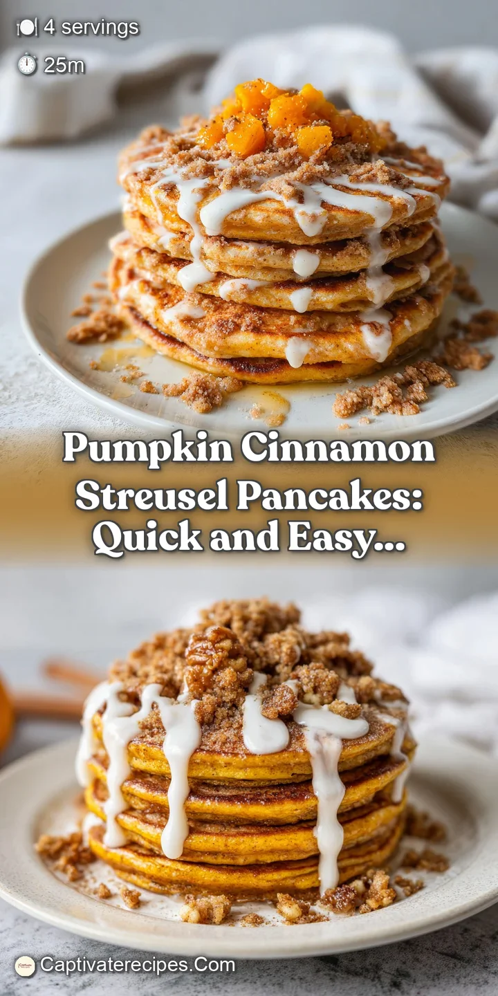 Close-up of a warm pancake with pools of melted butter and cinnamon streusel topping. Soft, fluffy, and delicious!