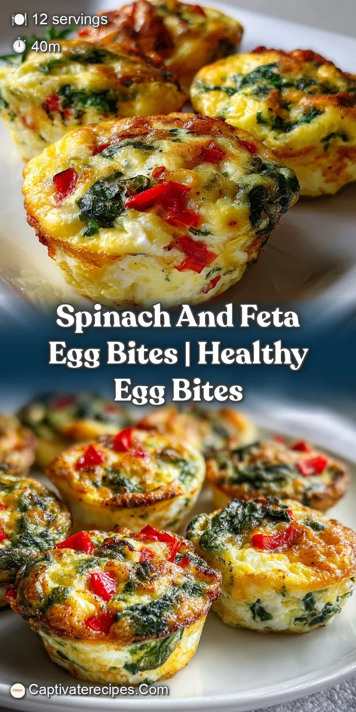 Close-up of an egg bite revealing creamy feta and bits of spinach; slightly browned top, showing rich texture.