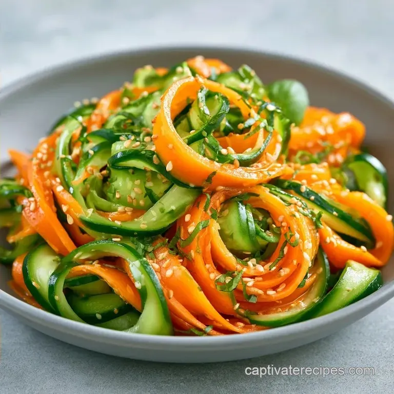 Crunchy Asian Carrot and Cucumber Ribbon Salad