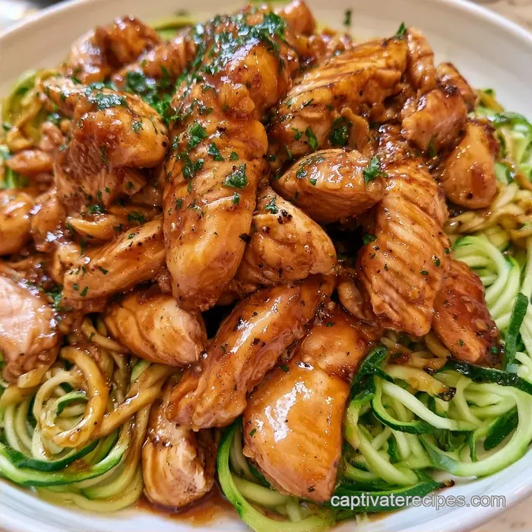 Asian Chicken Zoodles with Soy Glaze