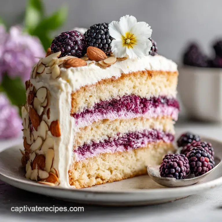 Almond Layer Cake with Blackberry Buttercream