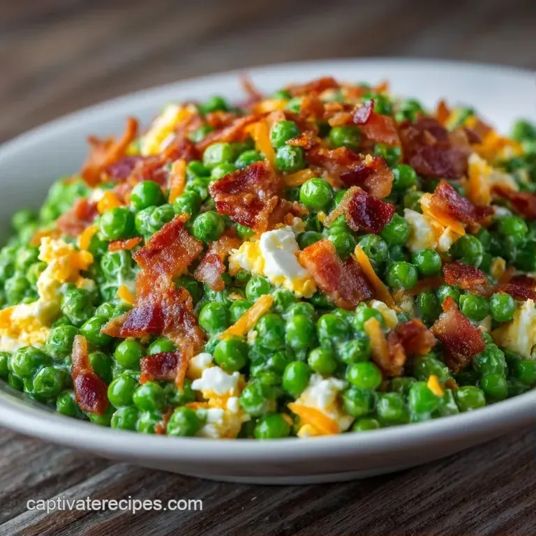 Elegant platter of bright green peas and halved boiled eggs garnished with cracked black pepper and chives.