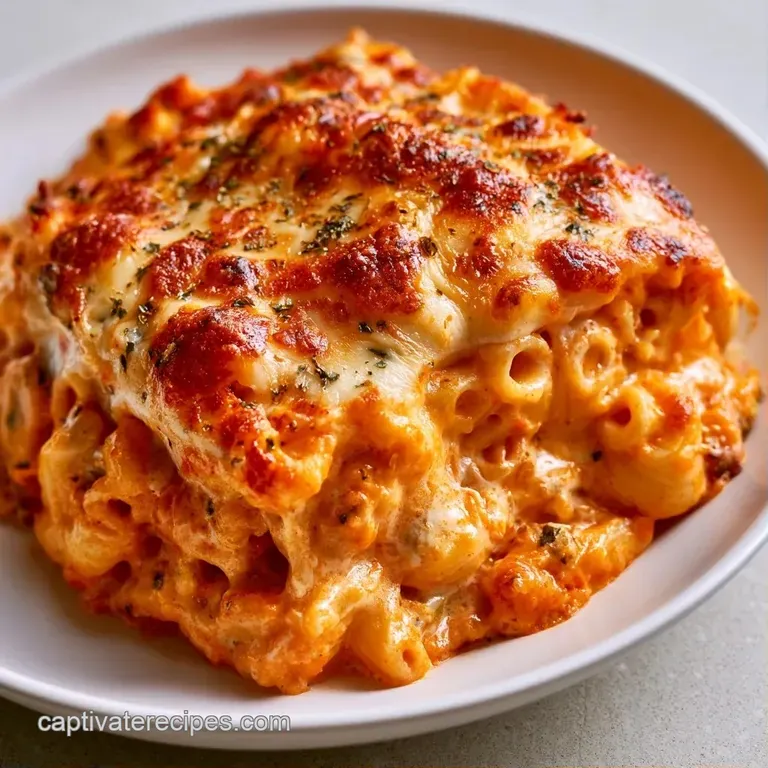 A white ceramic bowl filled with vibrant orange pasta, garnished with shaved parmesan and a sprinkle of cracked pepper.