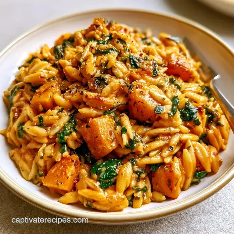 A shallow white bowl filled with vibrant orange pasta, garnished with fried sage and a sprinkle of shaved parmesan.