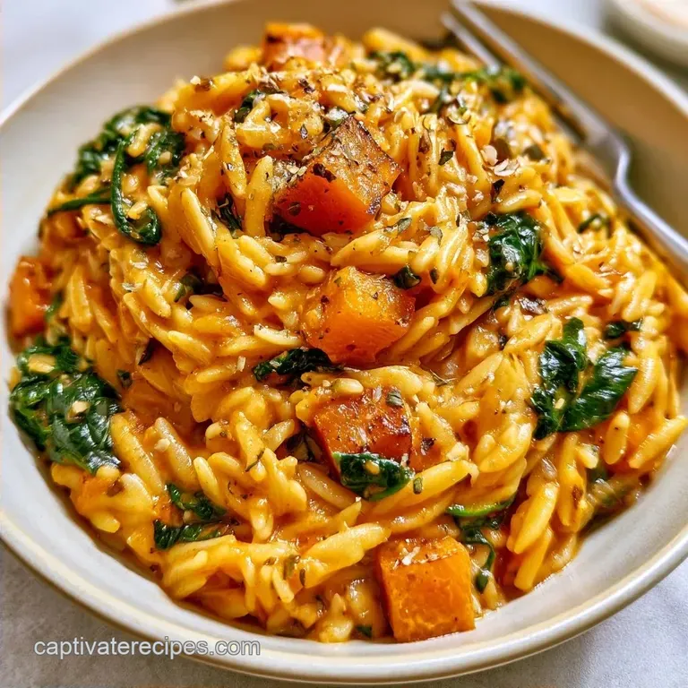 Creamy Butternut Squash Orzo with Spinach