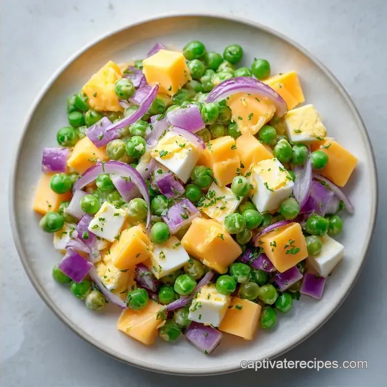 Cheesy Green Pea Salad: Old Fashioned and Creamy
