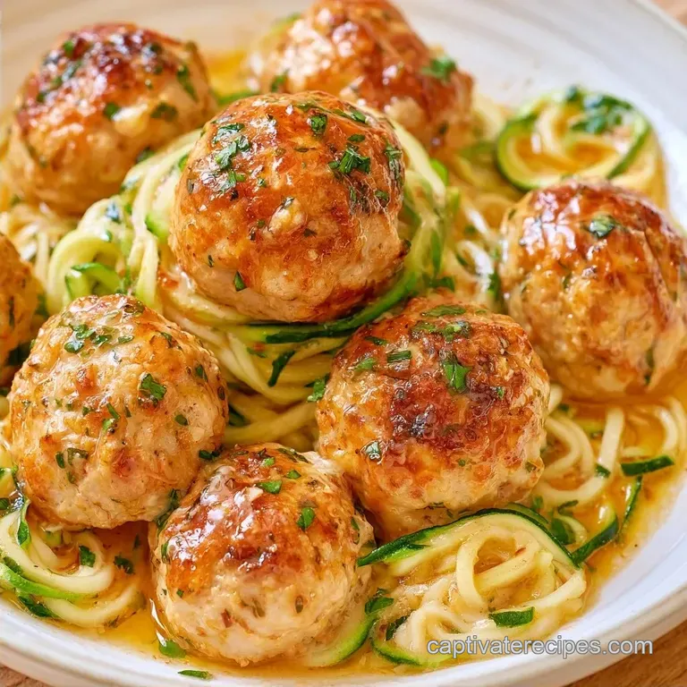 Chicken Meatballs and Zoodles with Garlic Butter