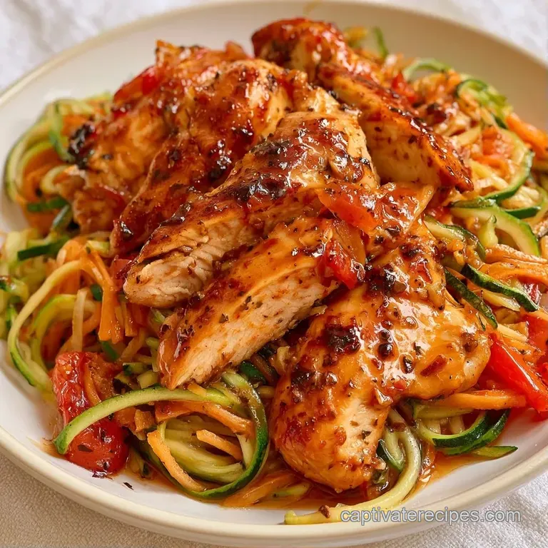 Steam rising from a white bowl of glistening stir-fry noodles and colorful vegetables topped with sesame seeds.