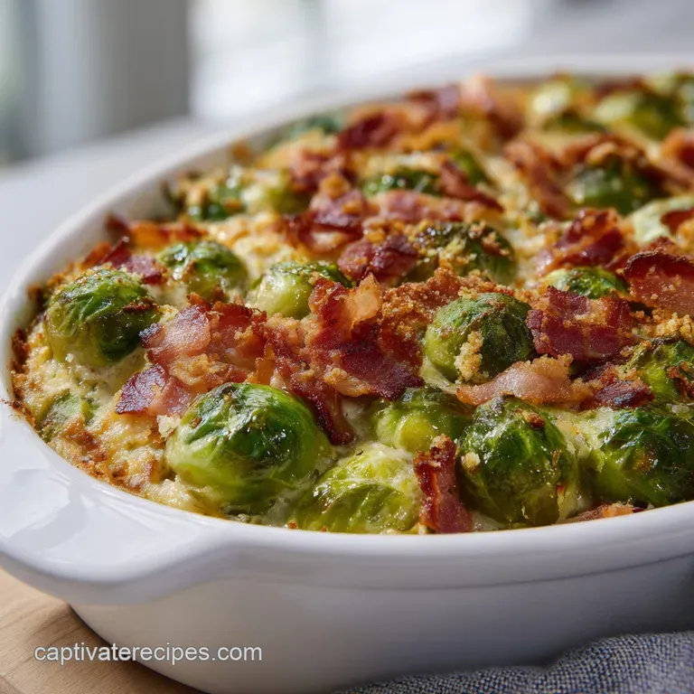 Creamy Brussels Sprouts Casserole with Bacon