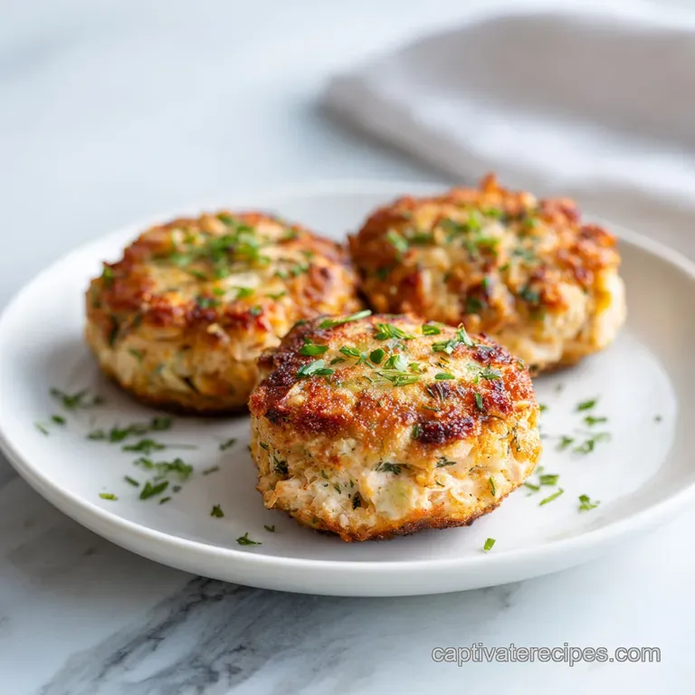 Crispy-edged salmon patties beautifully arranged with bright lemon wedges and a side of fresh, colorful salad.