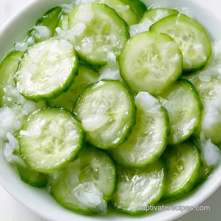Cucumber Onion Salad with Vinegar and Sugar