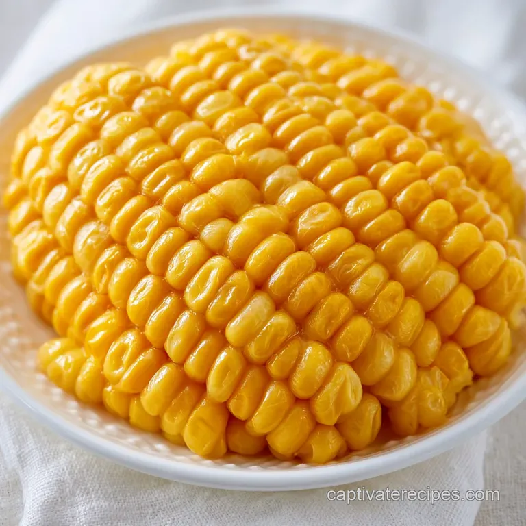 Golden corn in a creamy sauce served in a white ceramic bowl, garnished with chopped parsley and cracked pepper.