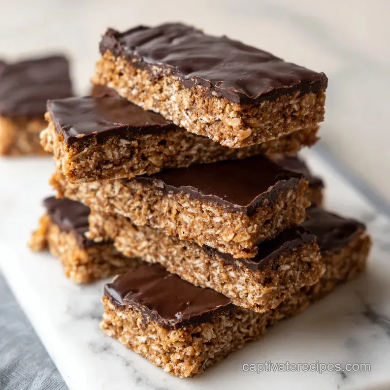 A stack of dark chocolate squares on a white plate, topped with flaky sea salt and a sprig of fresh green mint.