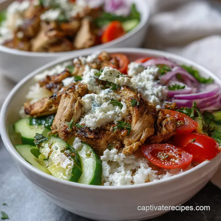 Greek Chicken Gyro Bowls with Charred Chicken