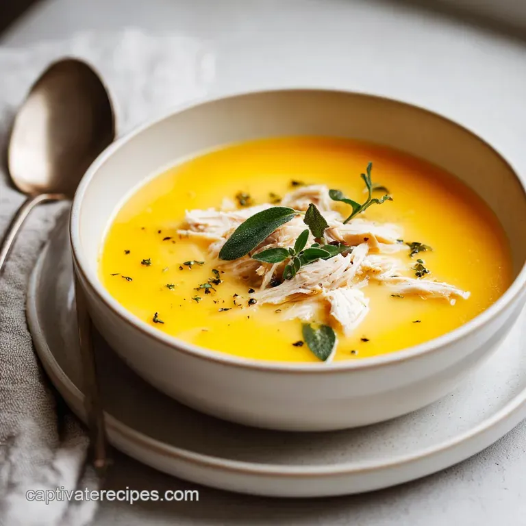 Crystal clear, golden stock poured into a rustic bowl, topped with fresh parsley.