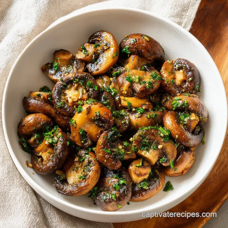 A rustic wooden bowl overflowing with perfectly saut&eacute;ed mushrooms, their rich brown tones inviting.
