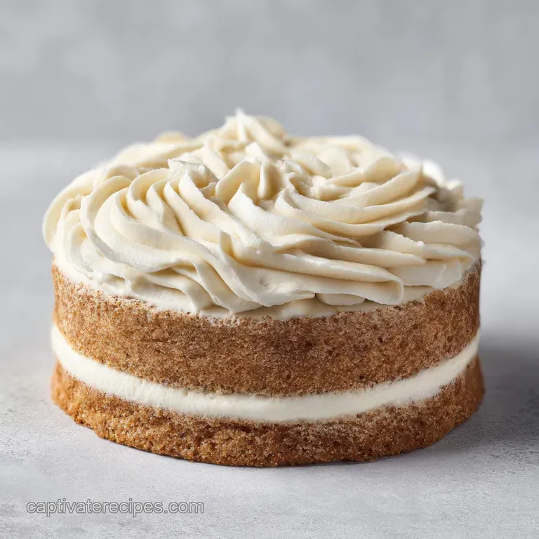 A thin slice of creamy white cake on a minimalist plate, drizzled with honey and garnished with a sprig of mint.