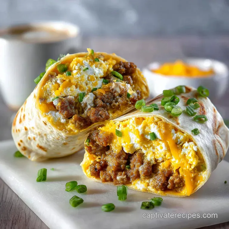 Quick Make-Ahead Breakfast Burrito with Sausage and Cheese for Meal Prep