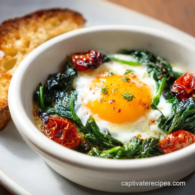 Breakfast plate featuring sunny-side up eggs with bright orange yolks, crispy bacon, and colorful sauteed vegetables.