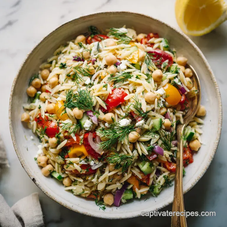 Orzo Salad with Chickpeas Cucumbers Lemon