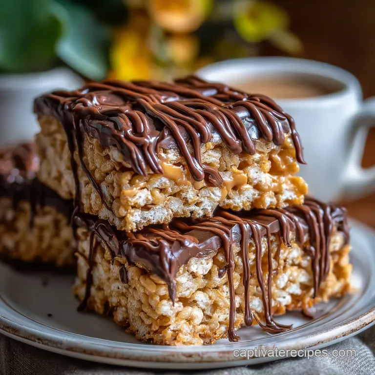 Velvety Peanut Butter Rice Krispie Treats with Chocolate