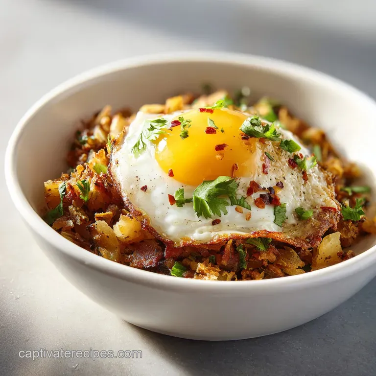 A beautifully arranged breakfast bowl showcasing colorful roasted vegetables and a perfectly cooked egg.
