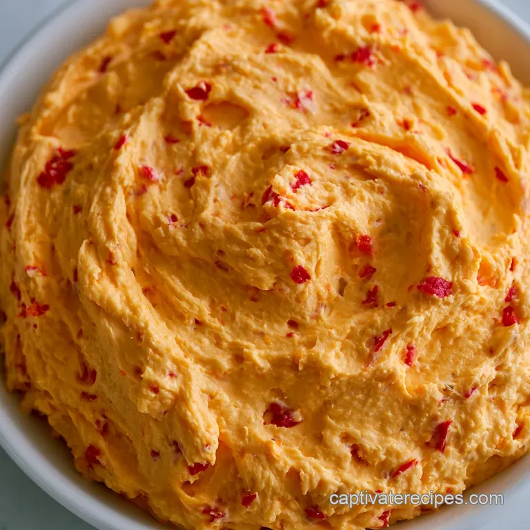Vibrant orange cheese spread piped onto toasted baguette slices, garnished with fresh parsley and cracked pepper.