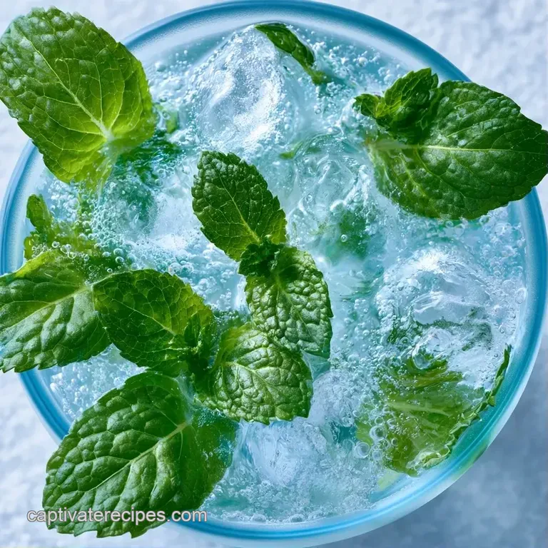 Chilled metal goblets with sparkling condensation and bright mint leaves arranged on a polished wooden tabletop.