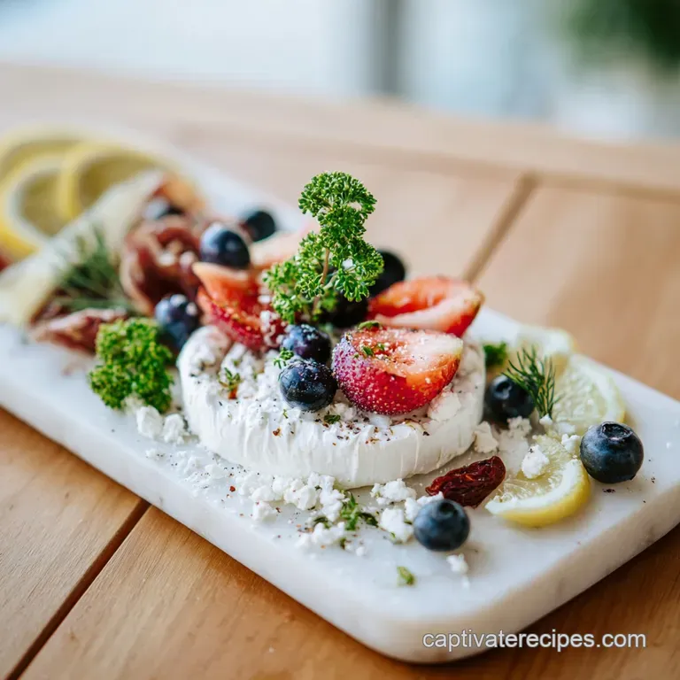 Colorful assortment of crunchy crackers, glistening cheese, sweet fruit, and savory meats artfully arranged