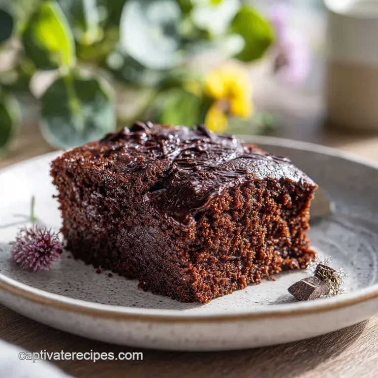 Slice of banana chocolate cake on a white plate. Swirls of chocolate frosting contrast with yellow cake and fresh banana s...