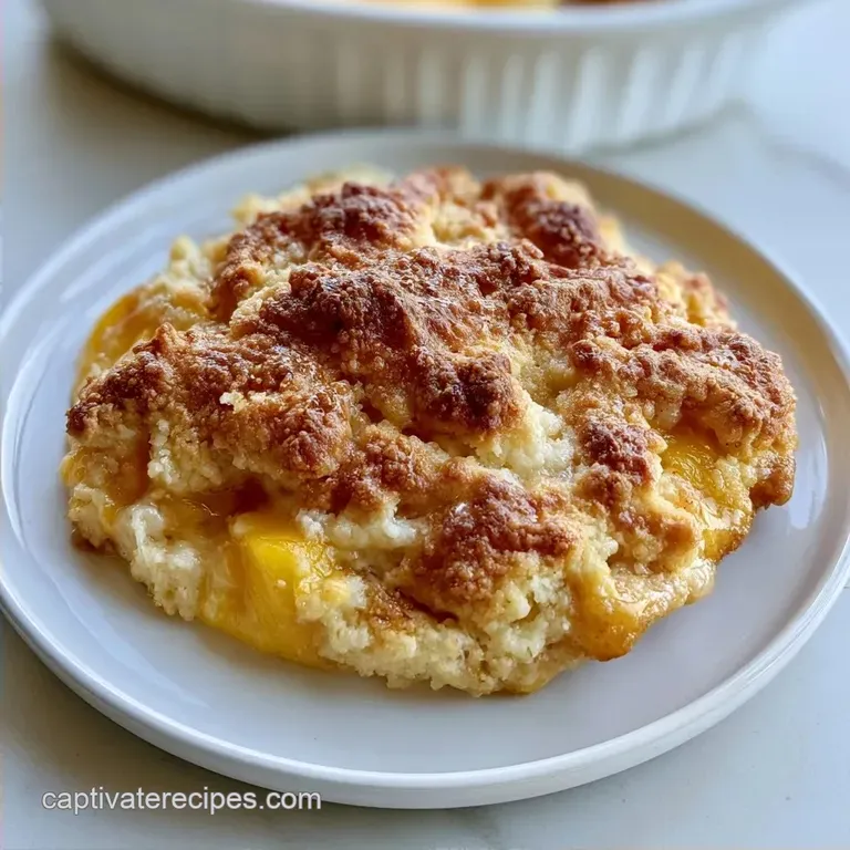 Warm Peach Cobbler Dessert with Fresh Peaches